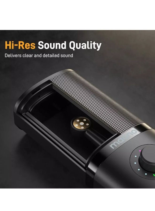 ماونو ميكروفون مكثف USB PM450 - ميكروفون استوديو مزود بحامل صدمات، ذراع ذراع، برنامج، كتم الصوت، مقبض كسب، تحكم في مستوى الصوت للبث، التسجيل، الغناء، البث الصوتي، إنشاء المحتوى، الكتب الصوتية - Image 4