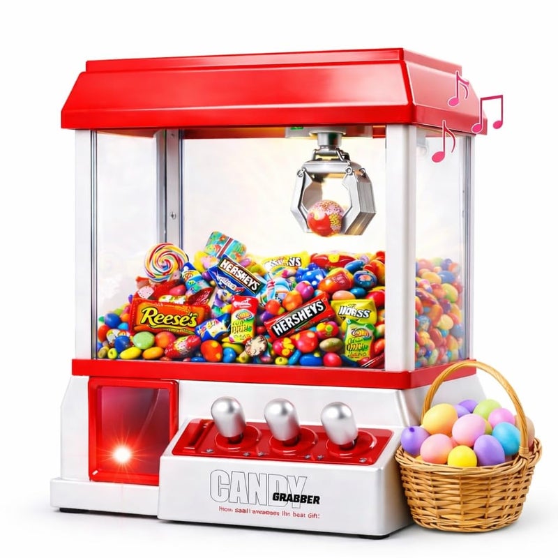 Japard Claw Machine for Kids, Mini Candy Vending Machine, Manual Arcade Game with Adjustable Sound, Candy Grabber Prize Dispenser, Gifts for Girls Boys Easter Party - Image 1