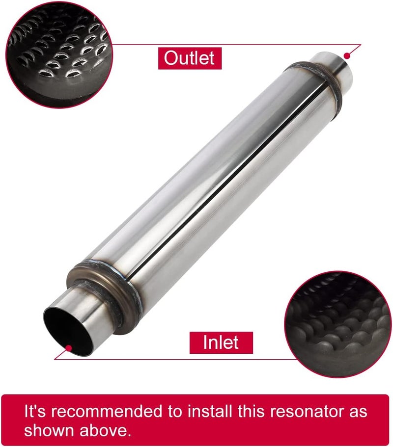 U-Power 3 Inch Inlet/Outlet Exhaust Muffler, 3" Inlet Resonator with 18" Length Overall Length 22" Resonator Great Tone Universal Stainless Steel Muffler Resonator - Image 5