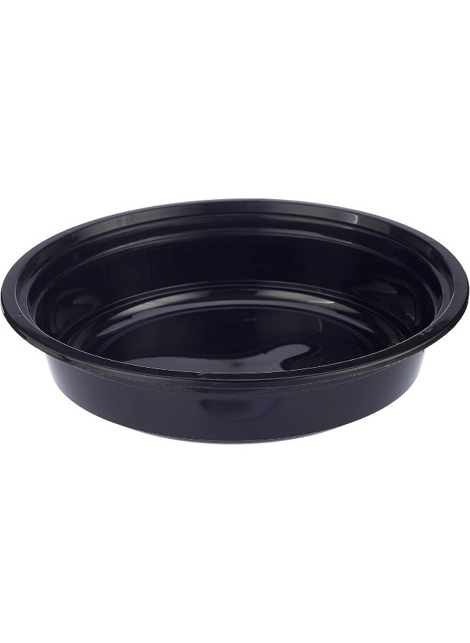 Hotpack - Hotpack Disposable Bento, Food Storage, Microwavable Meal Prep Container, Black Base Round Container 24 ounce with Clear Lid, 50 Pieces - Image 1