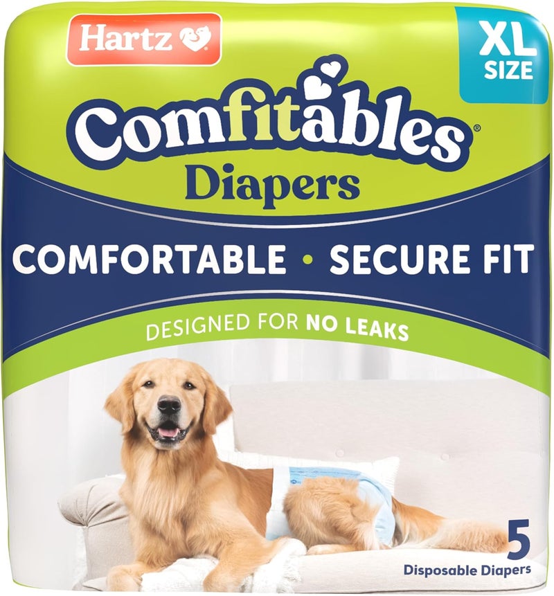 Hartz Disposable Dog Diapers, Size L 5 count, Comfortable & Secure Fit, Easy to Put On - Image 1