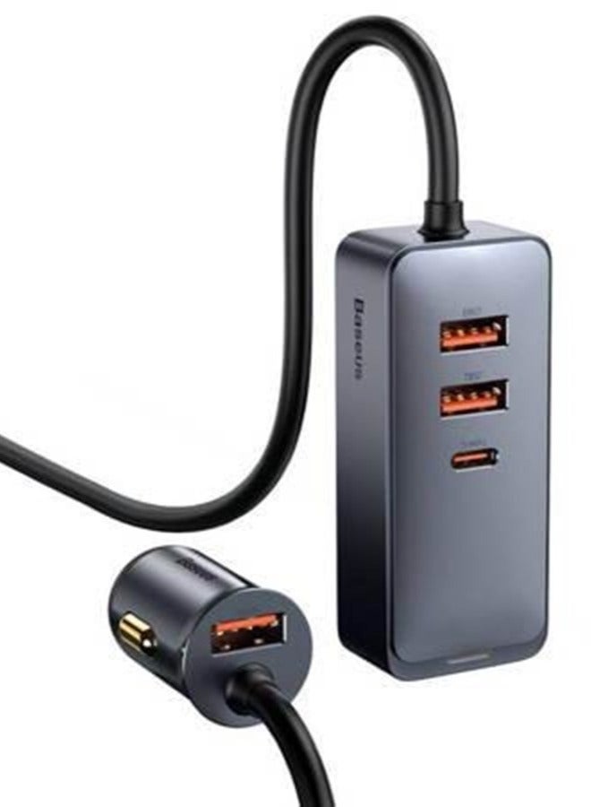 بيسوس شاحن سيارة Share Together 2x USB / 2x USB Type C 120W PPS Quick Charge Power Delivery باللون الرمادي - Image 1