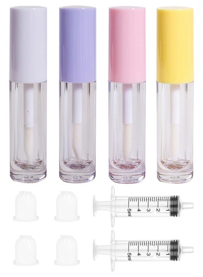 Qeuly 4Pcs Empty Lip Gloss Tubes, 6ml Clear Lip Gloss Tubes with Wand, Plastic Lip Balm Gloss Containers for DIY Makeup Lipgloss Making Kit (D25xH86mm) (colorful) - Image 1