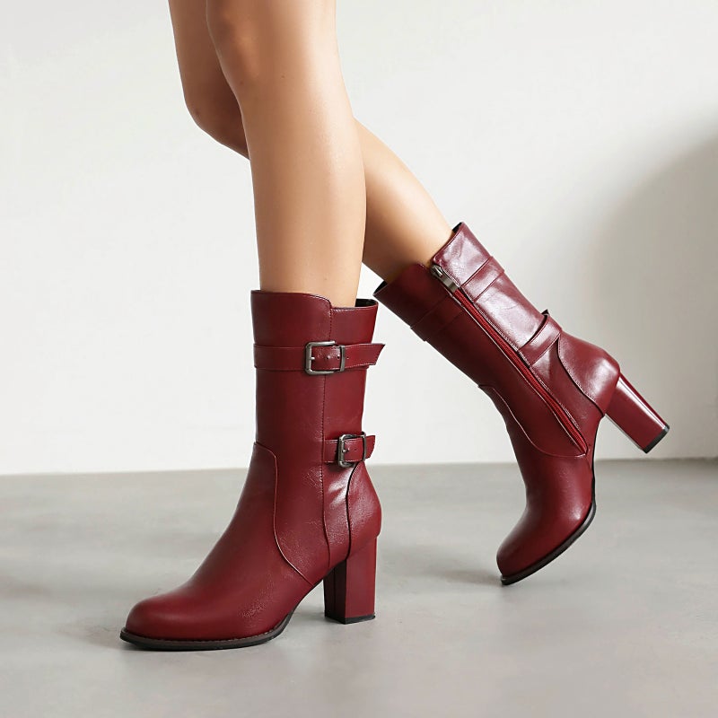 Winter Fashion High Heel Women'S Shoes 40-48 Plus Size All-Match Belt Buckle Women'S Boots - Image 5