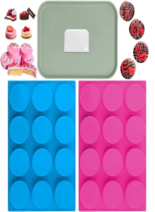 GZMAISULEE Cake Puck Mold Set Silicone Chocolate Covered Desserts Molds Round Cake Pop for DIY Cakepucks, Candy,Cookie, 2 Silicone Molds with Tray and 1 Scraper - Image 1