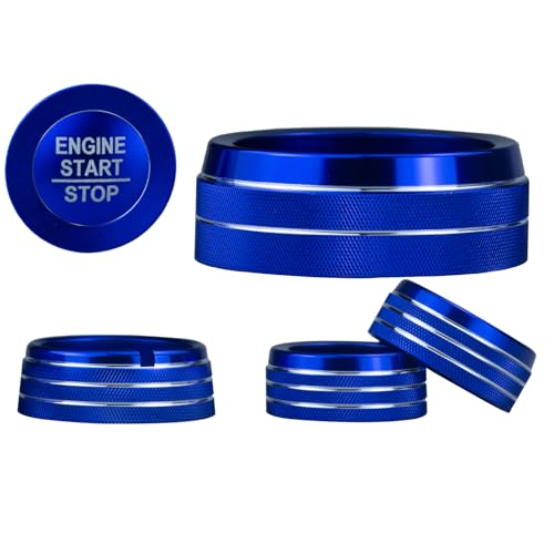 HDUFC for Jeep 2022-2025 Grand Cherokee/Grand Cherokee 4xe/Grand Cherokee L car Interior 6-Piece Set, Shift Switch, air Conditioning Adjustment, Headlight Switch knob, Start Button Cover/Ring (Blue) - Image 2