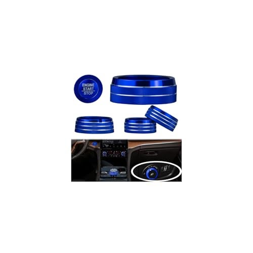 HDUFC for Jeep 2022-2025 Grand Cherokee/Grand Cherokee 4xe/Grand Cherokee L car Interior 6-Piece Set, Shift Switch, air Conditioning Adjustment, Headlight Switch knob, Start Button Cover/Ring (Blue) - Image 1