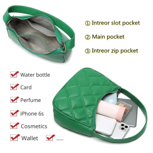 CYHTWSDJ Shoulder Bags for Women, Cute Hobo Tote Handbag Mini Clutch Purse with Zipper Closure (Green GP) - Image 4