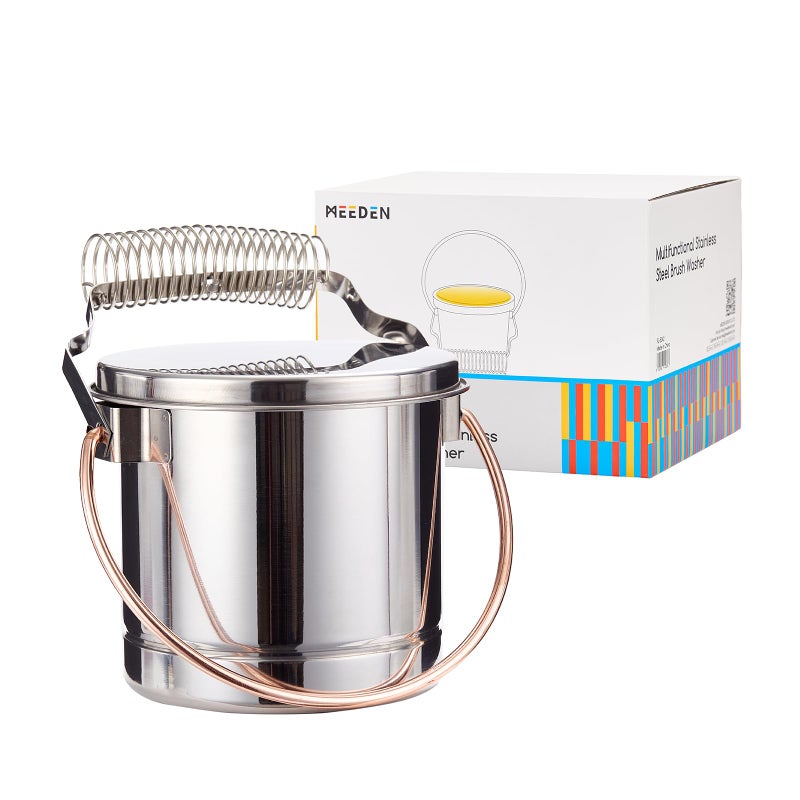MEEDEN Portable Paint Brush Washer: Stainless Steel Artist Brush Cleaner with Extra Large Capacity - Paint Brush Holder for Oil & Acrylic Painting - Image 1