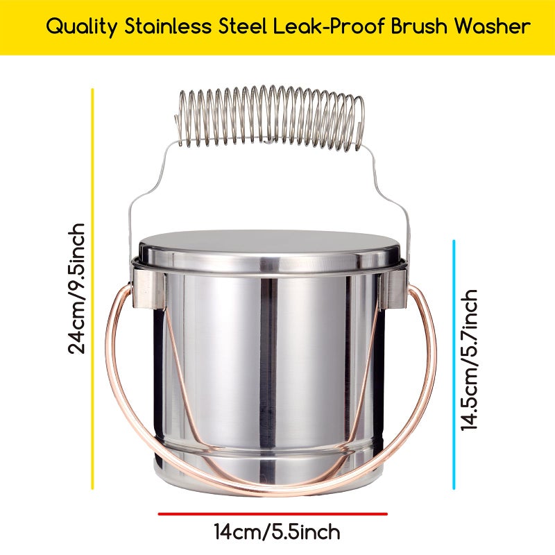 MEEDEN Portable Paint Brush Washer: Stainless Steel Artist Brush Cleaner with Extra Large Capacity - Paint Brush Holder for Oil & Acrylic Painting - Image 2