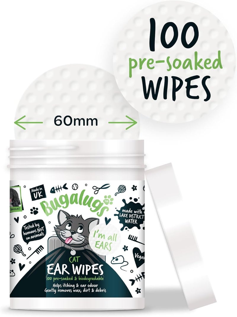 Bugalugs Cat Ear Wipes - 100 Pre-Soaked Biodegradable Wipes - Image 3