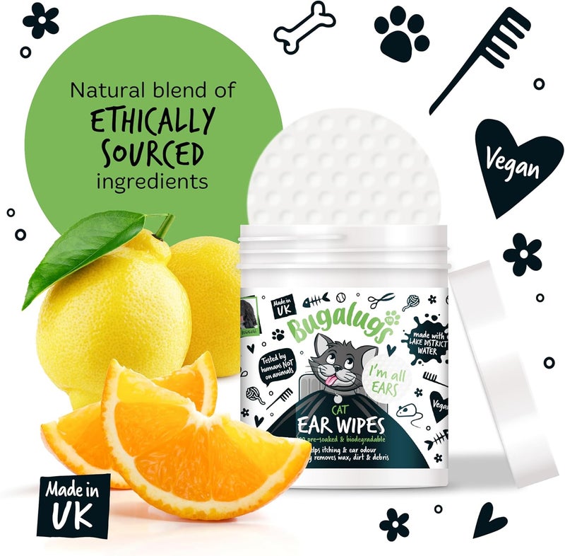 Bugalugs Cat Ear Wipes - 100 Pre-Soaked Biodegradable Wipes - Image 5