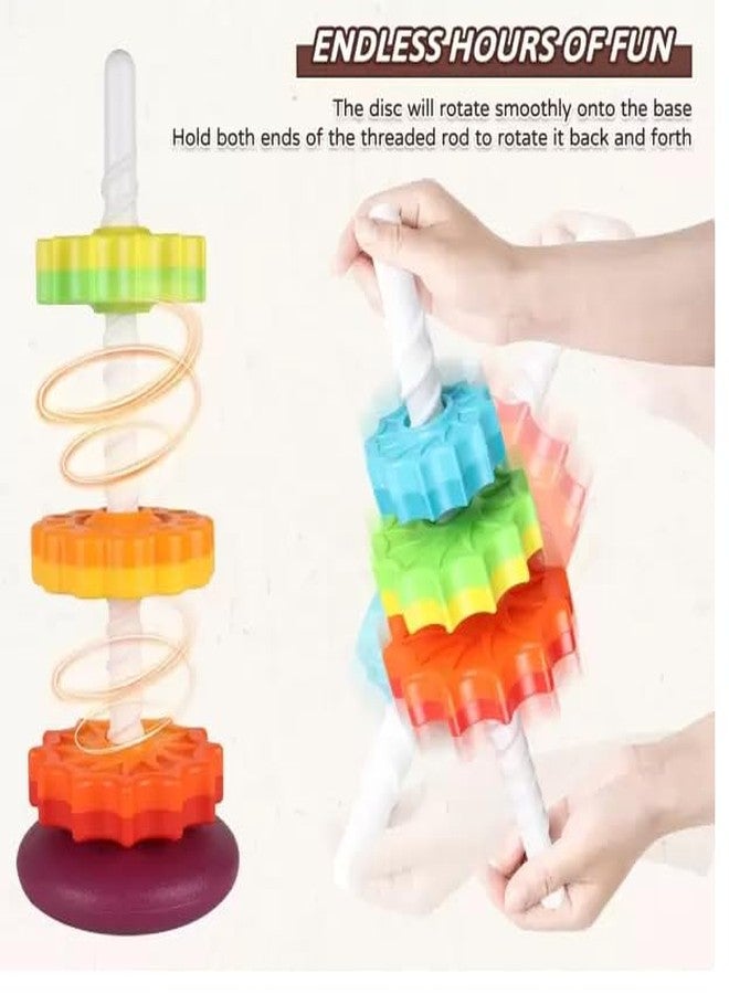 JBM ENTERPRISE Unbreakable Rainbow Spinning Stacking Tower Motor Skills & Sensory Development Educational Rings, Montessori Sensory Learning Toy for Kids & Toddlers - Great Gift - Image 2