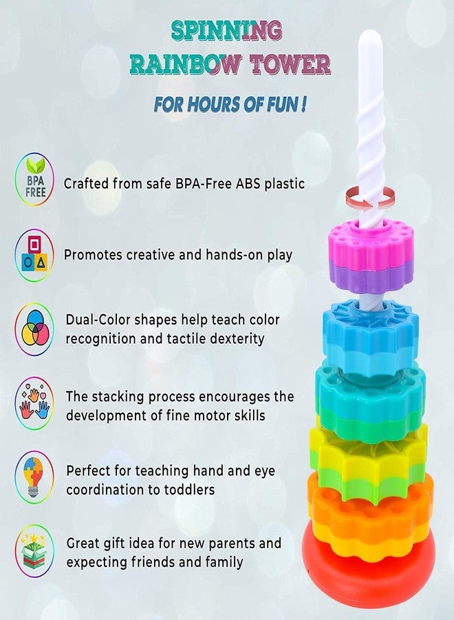 JBM ENTERPRISE Unbreakable Rainbow Spinning Stacking Tower Motor Skills & Sensory Development Educational Rings, Montessori Sensory Learning Toy for Kids & Toddlers - Great Gift - Image 5