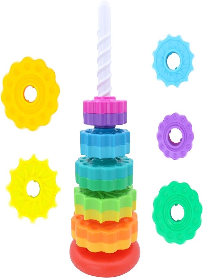 JBM ENTERPRISE Unbreakable Rainbow Spinning Stacking Tower Motor Skills & Sensory Development Educational Rings, Montessori Sensory Learning Toy for Kids & Toddlers - Great Gift - Image 1