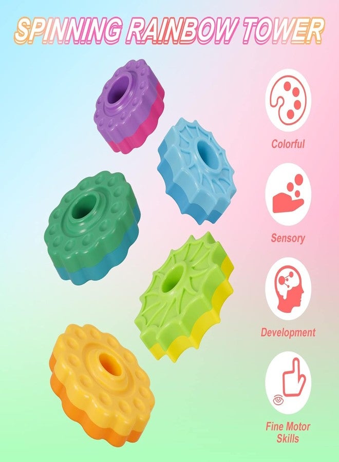 JBM ENTERPRISE Unbreakable Rainbow Spinning Stacking Tower Motor Skills & Sensory Development Educational Rings, Montessori Sensory Learning Toy for Kids & Toddlers - Great Gift - Image 4