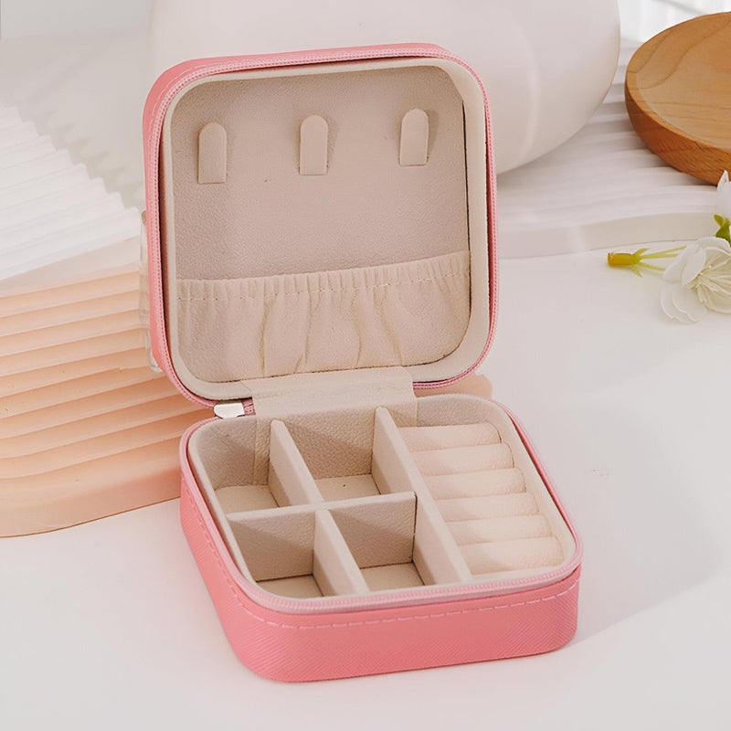 Small jewelry storage boxes (2 pieces) - easy to put in a handbag - a smart solution to prevent losing earrings while on the go. (pink) - Image 1