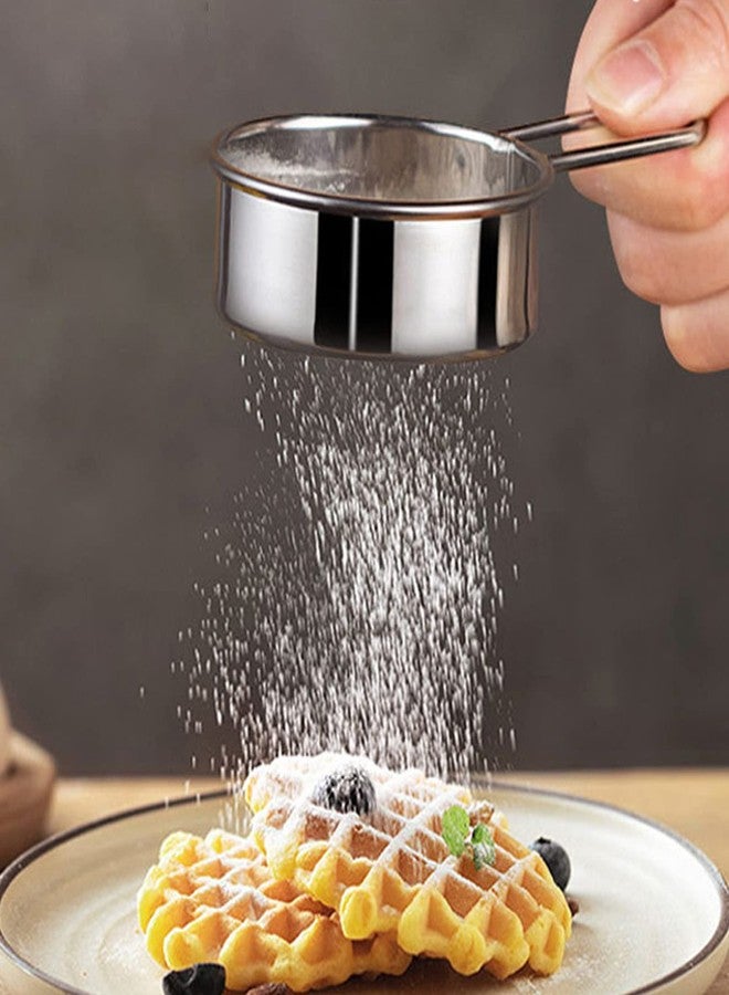 Srliya Mini Sifter Stainless Steel Strainer with Long Handle, Flour Sieve Mini Small Flour Sifter Drainer for Baking, Powder, Sugar and Coffee Pastas Tea Strainer, Diameter 2.6 Inch - Image 3