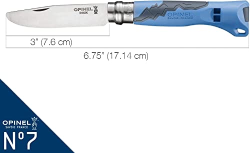 Opinel Outdoor Junior No. 07 Stainless Steel Folding Knife with Safety Rounded Tip, Integrated Whistle, Made in France (Blue) - Image 2