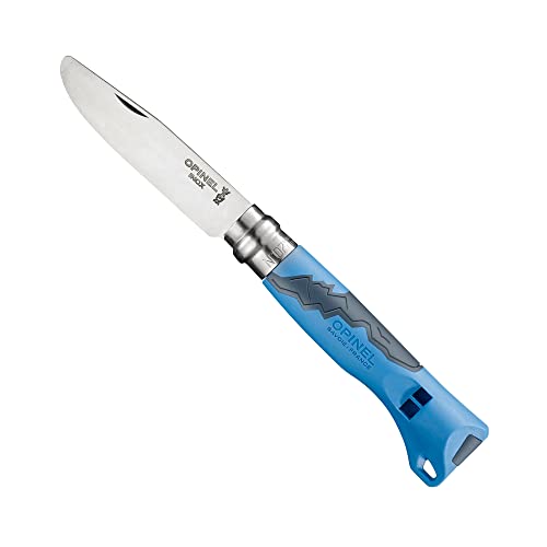 Opinel Outdoor Junior No. 07 Stainless Steel Folding Knife with Safety Rounded Tip, Integrated Whistle, Made in France (Blue) - Image 4