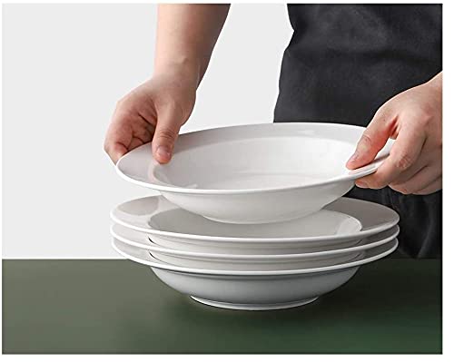 E - Ezra Tableware White Fine Porcelain Deep Pasta Plate Soup Plate/Meggie Plate/Gravy (22 cm, 4-Plates) - Image 4