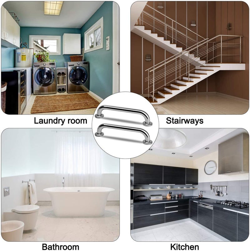 Gotega 2 Pack Shower Grab Bar Stainless Steel Bathroom Grab Bar Shower Handle Bath Handle Safety Bars for Shower Chair Bench Grab Bars Senior Elderly Handicap12 Inch - Image 4