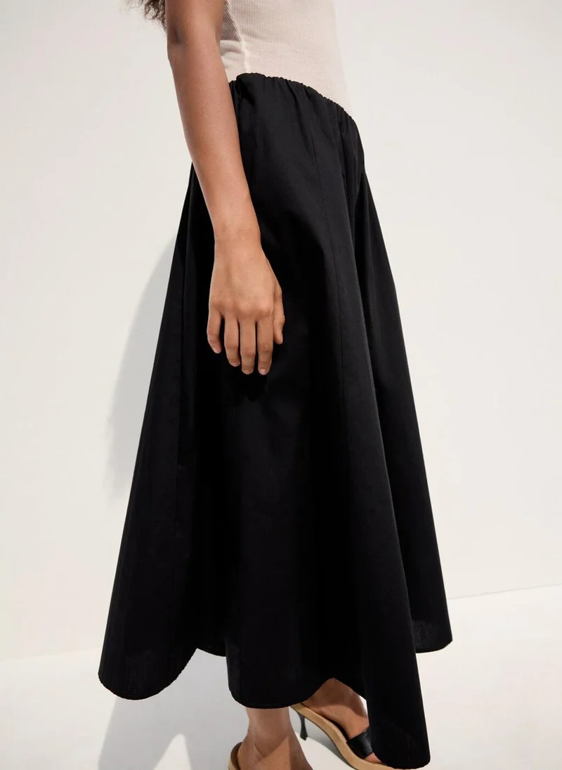 Mango 99-NEGRO Flared Cotton Skirt for Women | Best Price UAE