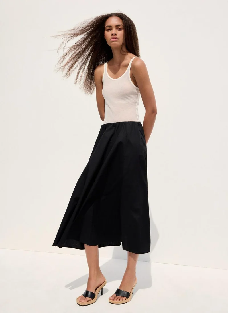 Mango 99-NEGRO Flared Cotton Skirt for Women | Best Price UAE