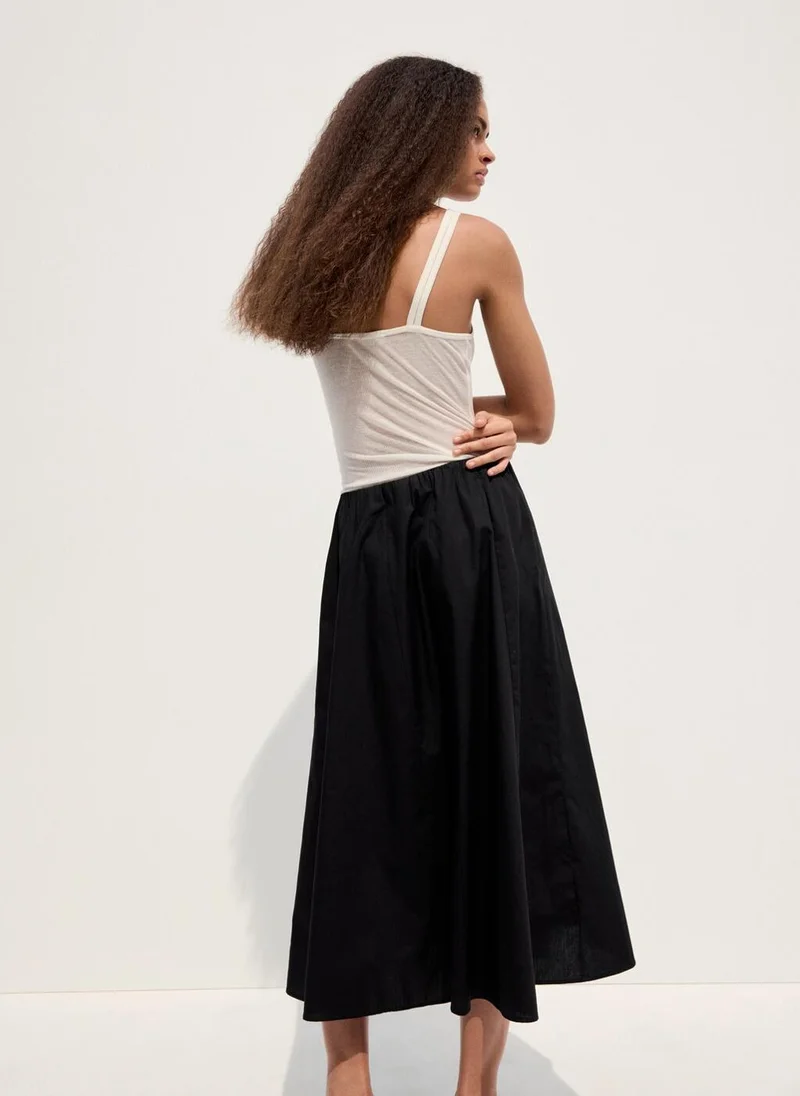 MANGO Flared Cotton Skirt
