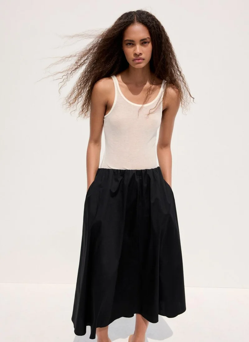 MANGO Flared Cotton Skirt