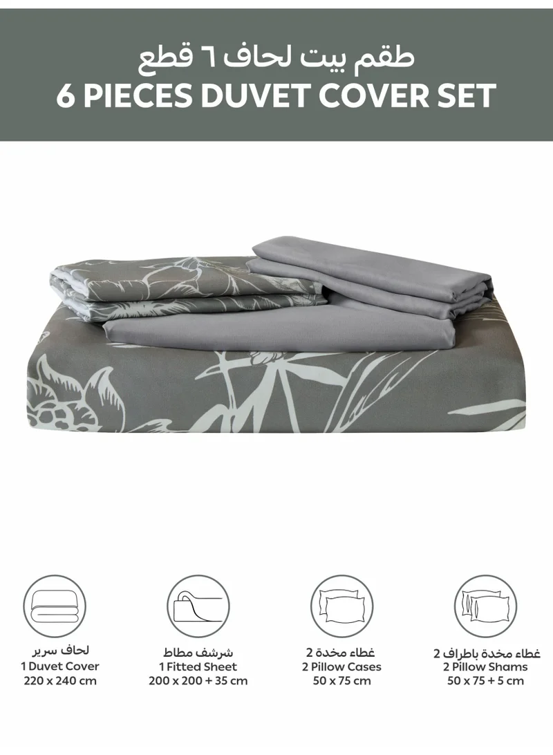 Donetella Digital Print Duvet cover Set, King Size 220x240 cm - 6-Pcs Bed Set, ,Emirate Collection, Microfiber - 1 Duvet Cover, 1 Fitted Sheet, 2 Pillow Shams, 2 Pillowcases (Filler Not Include)