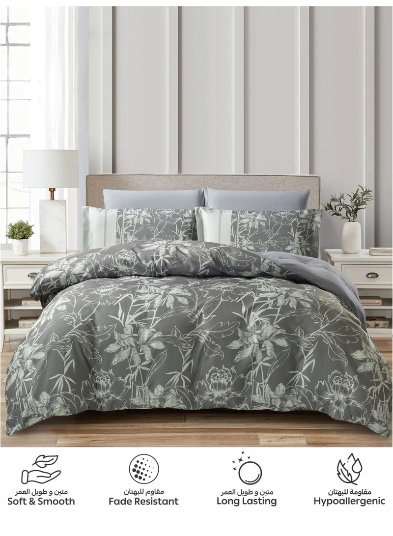 Donetella Digital Print Duvet cover Set, King Size 220x240 cm - 6-Pcs Bed Set, ,Emirate Collection, Microfiber - 1 Duvet Cover, 1 Fitted Sheet, 2 Pillow Shams, 2 Pillowcases (Filler Not Include)