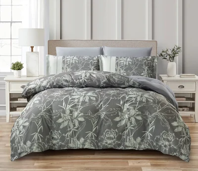 دوناتيلا طقم غطاء لحاف مشجر 6 قطع مقاس مزدوج يناسب سرير 200×200 سم مايكروفايبر ناعم , تصميم راقي و انيق , يناسب جميع الفصول (لا يشمل حشوة اللحاف)