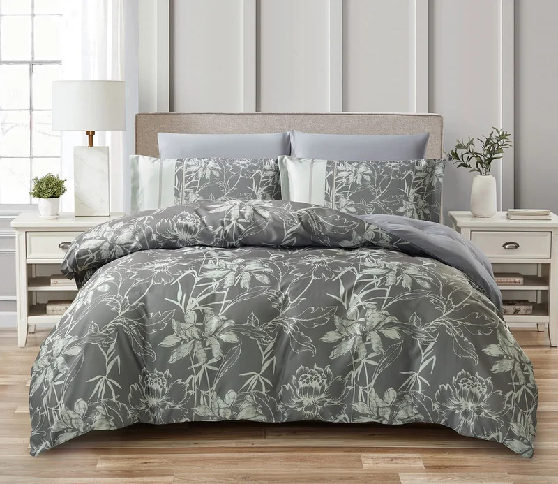 دوناتيلا طقم غطاء لحاف مشجر 6 قطع مقاس مزدوج يناسب سرير 200×200 سم مايكروفايبر ناعم , تصميم راقي و انيق , يناسب جميع الفصول (لا يشمل حشوة اللحاف)