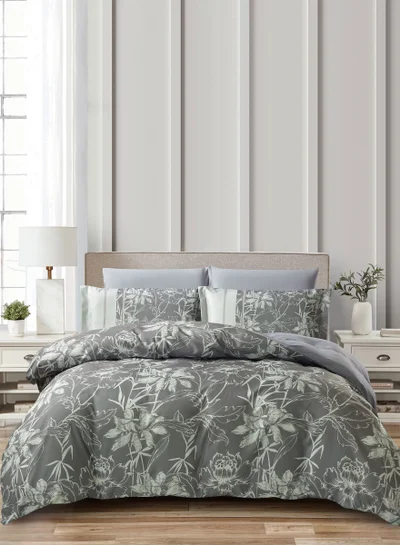 Donetella Digital Print Duvet cover Set, King Size 220x240 cm - 6-Pcs Bed Set, ,Emirate Collection, Microfiber - 1 Duvet Cover, 1 Fitted Sheet, 2 Pillow Shams, 2 Pillowcases (Filler Not Include)