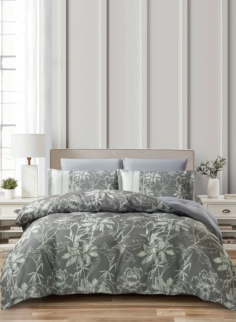 Donetella Digital Print Duvet cover Set, King Size 220x240 cm - 6-Pcs Bed Set, ,Emirate Collection, Microfiber - 1 Duvet Cover, 1 Fitted Sheet, 2 Pillow Shams, 2 Pillowcases (Filler Not Include)