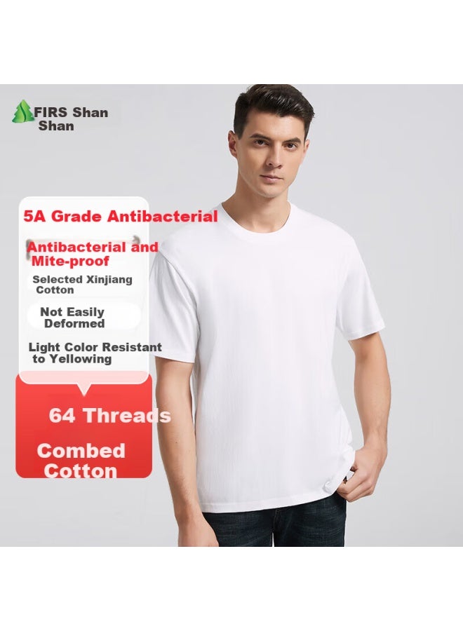 Firs 100% Cotton Men'S Short Sleeve T-Shirt Summer Long-Staple Cotton Middle-Aged And Youth Basic Shirt Men'S Half Sleeve Casual Tee