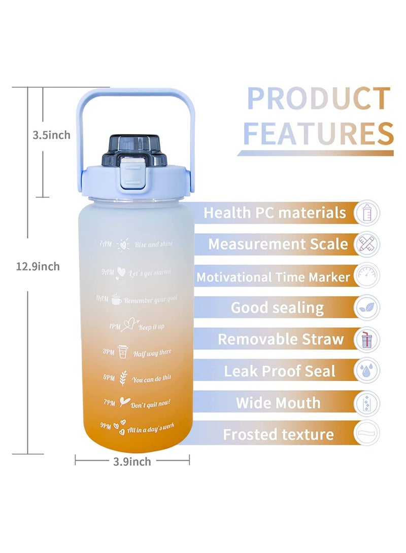 HOMESTAR COOLBABY 2l Blue Water Bottle With Straw And Handle.Tie Dye Reusable Gym Jug Time Encouraging Measurement Markings.Daily Hourly Goals Intake To Drink. - Image 3