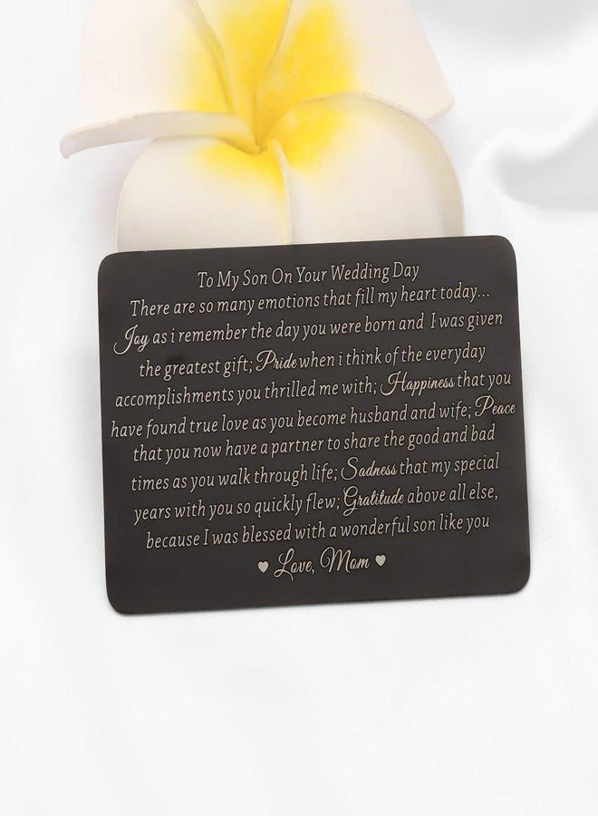 Lywjyb Birdgot Son Wedding Gift from Mom Son Gifts To My Son Gift Mom to Son Gifts Touching Mother to Son Poem Gift Son Wedding Gift from Parents Wallet Cards Gift (To Son Wedding Day card black) - Image 3