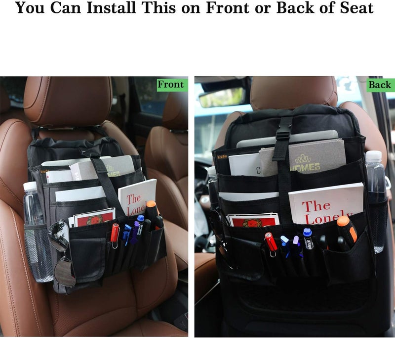 ECWKVN Car Seat Organizer - Front & Back Seat Storage Bag with Adjustable Strap - Image 3