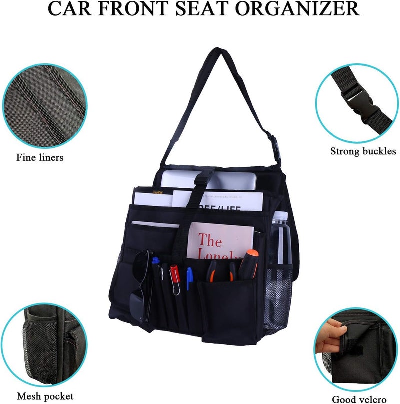 ECWKVN Car Seat Organizer - Front & Back Seat Storage Bag with Adjustable Strap - Image 5
