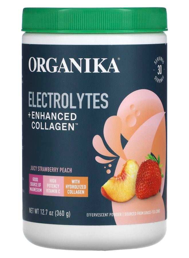 Organika Electrolytes + Enhanced Collagen Juicy Strawberry Peach 12.7 oz (360 g)