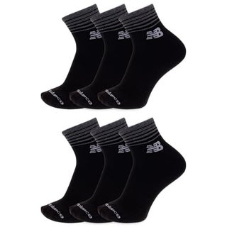 New Balance Unisex Ankle Socks 6 Pair Pack, Black, Medium
