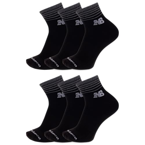 New Balance Unisex Ankle Socks 6 Pair Pack, Black, Medium - Image 1