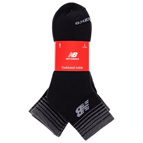 New Balance Unisex Ankle Socks 6 Pair Pack, Black, Medium - Image 3