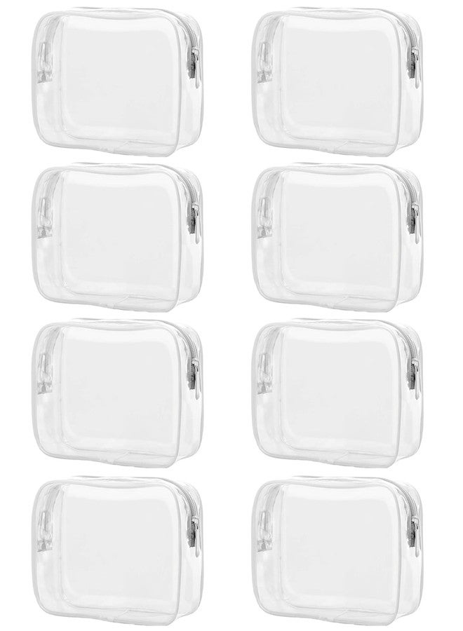 Tergy 8 Packs Clear Cosmetics Bags for Women Men Waterproof Toiletry Bags PVC Makeup Bags Organizer Case with Zipper for Travel Bathroom (8 White Colors) - Image 1