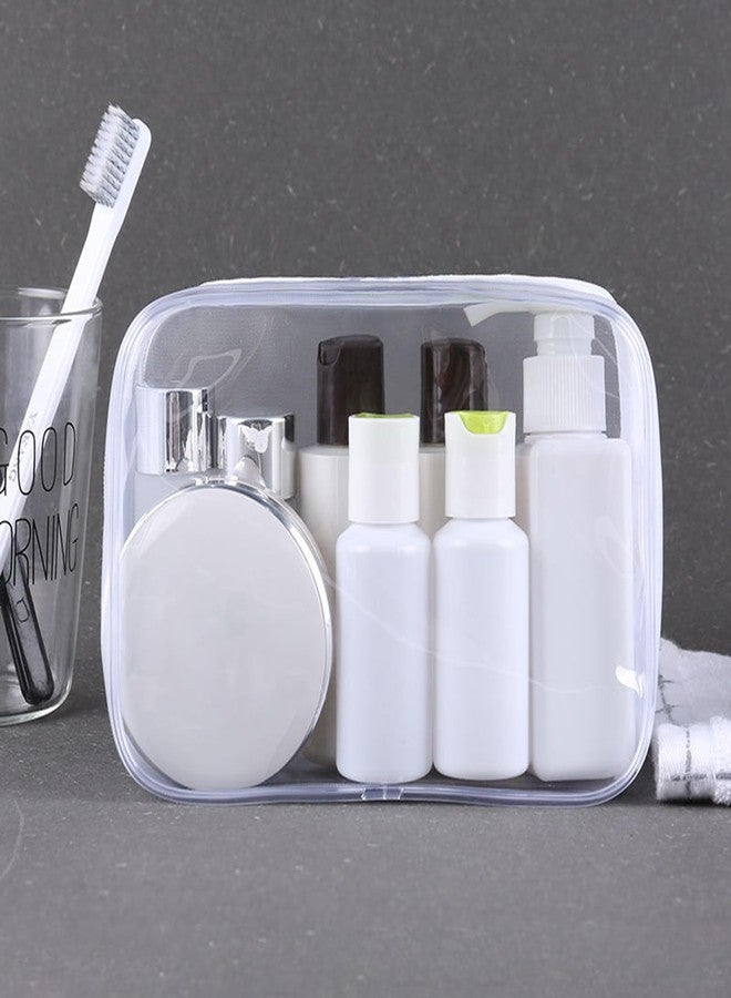 Tergy 8 Packs Clear Cosmetics Bags for Women Men Waterproof Toiletry Bags PVC Makeup Bags Organizer Case with Zipper for Travel Bathroom (8 White Colors) - Image 3