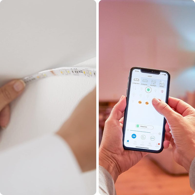 ويز شريط إضاءة LED ذكي متصل بشبكة Wi-Fi من بطول 1 متر [الإصدار الأوروبي]. تحكم عبر التطبيق للإضاءة الداخلية المنزلية، غرفة المعيشة، غرفة النوم والديكور، أبيض - Image 4