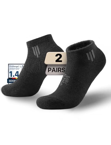 Juclise Alpaca Wool Ankle Socks, Midweight Cushioned Hiking Socks for Work & Outdoors, Moisture Wicking, Anti-Blister, Arch Support, Breathable, Merino Blend, Light Compression(L, Classic Black) - Image 1