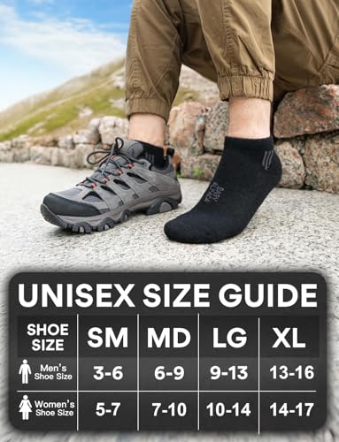 Juclise Alpaca Wool Ankle Socks, Midweight Cushioned Hiking Socks for Work & Outdoors, Moisture Wicking, Anti-Blister, Arch Support, Breathable, Merino Blend, Light Compression(L, Classic Black) - Image 2